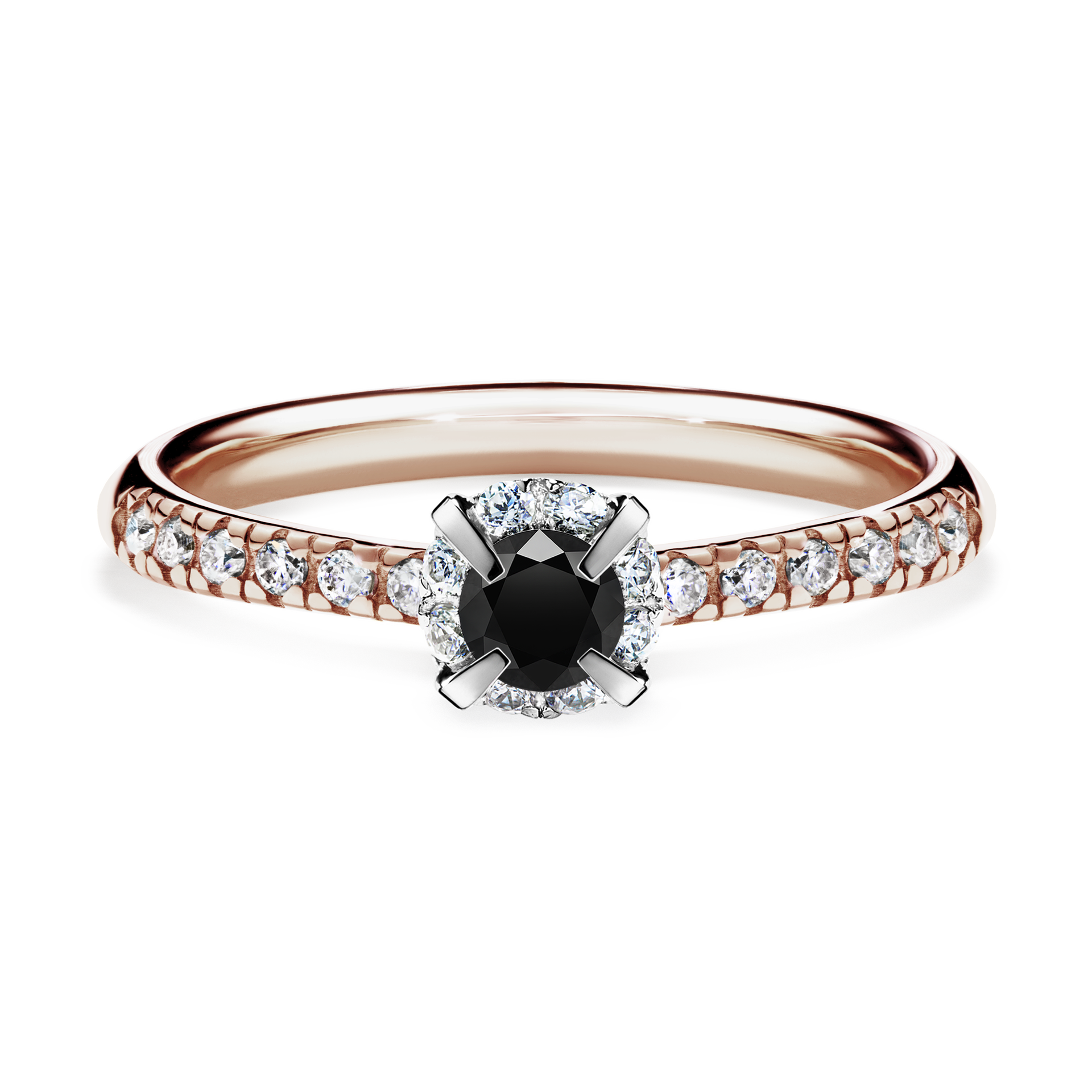 Pierścionek zaręczynowy My Princess z różowego złota z czarnym diamentem 0,28CT